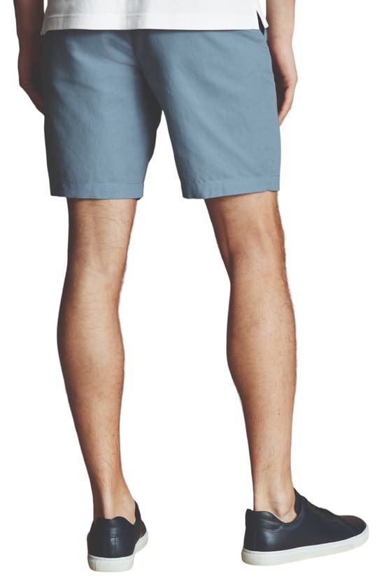 Shop Charles Tyrwhitt Cotton Linen Shorts In Mid Blue