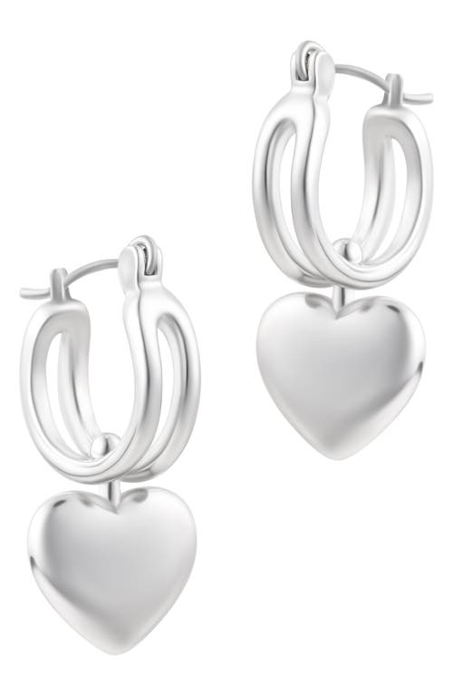 Shop Adornia Heart Huggie Hoop Earrings In Silver
