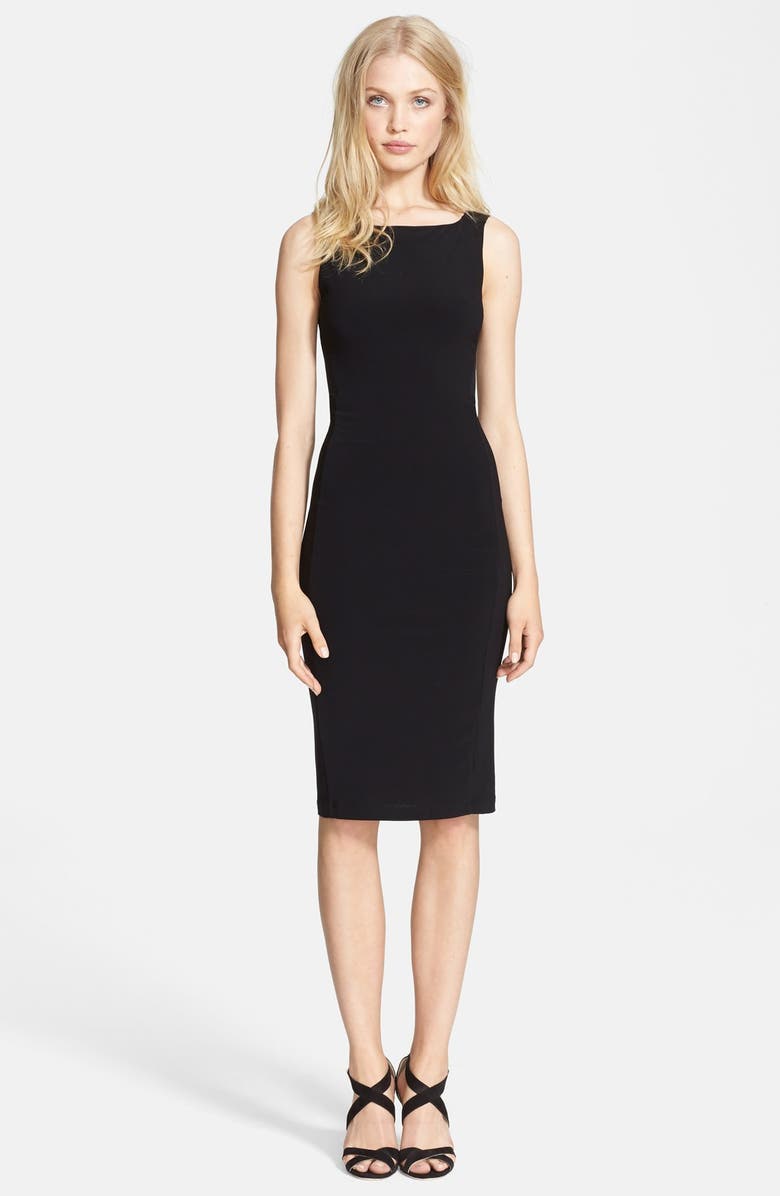 Alice + Olivia Leather Trim Combo Sheath Dress | Nordstrom