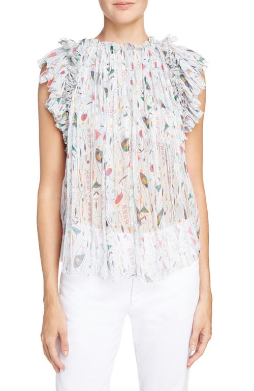 Isabel Marant Étoile Erell Print Silk Top in Ecru at Nordstrom, Size 12 Us