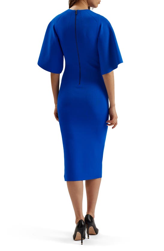 Shop Ted Baker London Lounia Fluted Sleeve Body-con Sweater Dress In Mid Blue