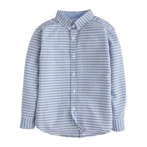 Little English Kids' Button Down Shirt in Gray Blue Gingham 