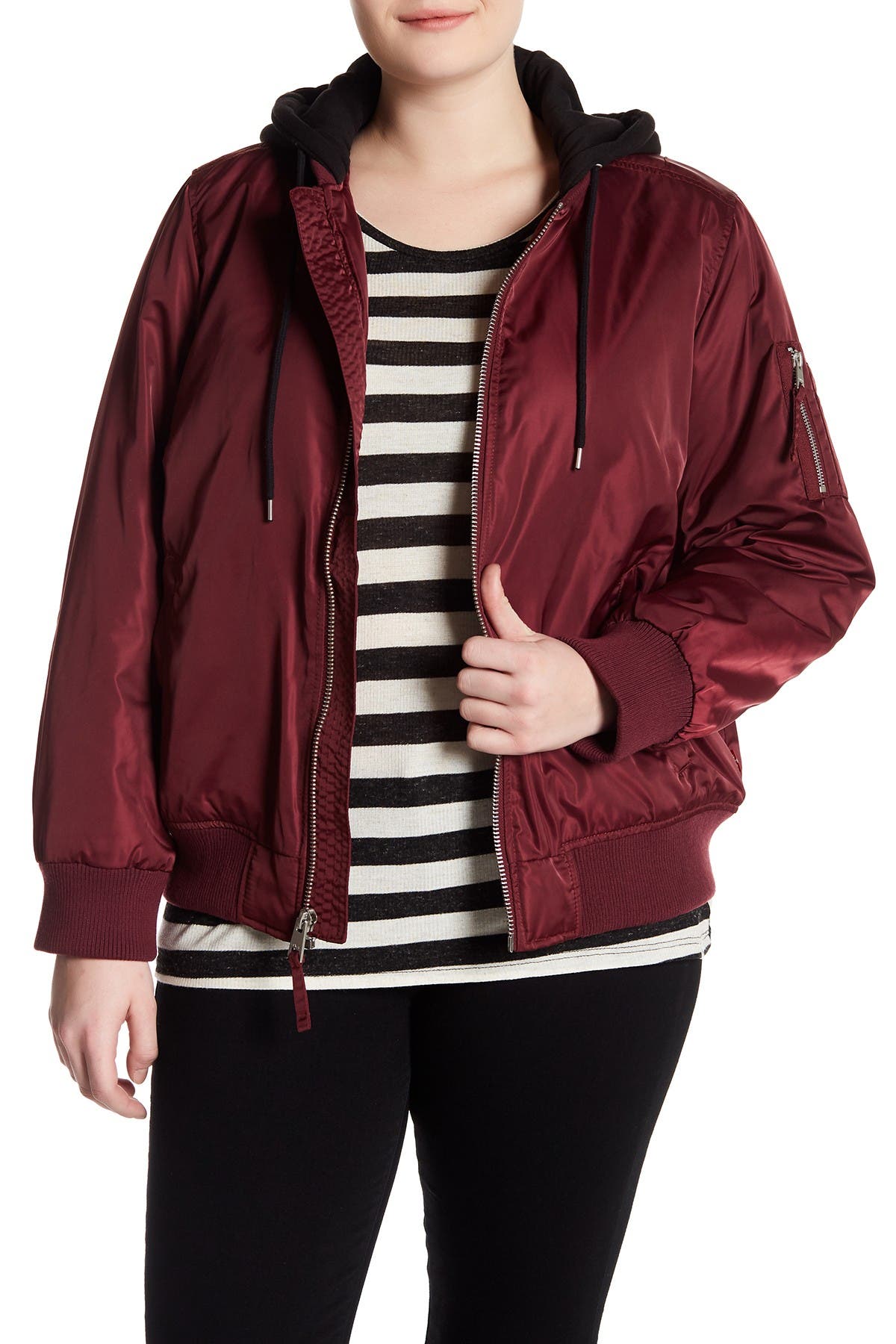 plus size bomber jacket with hood