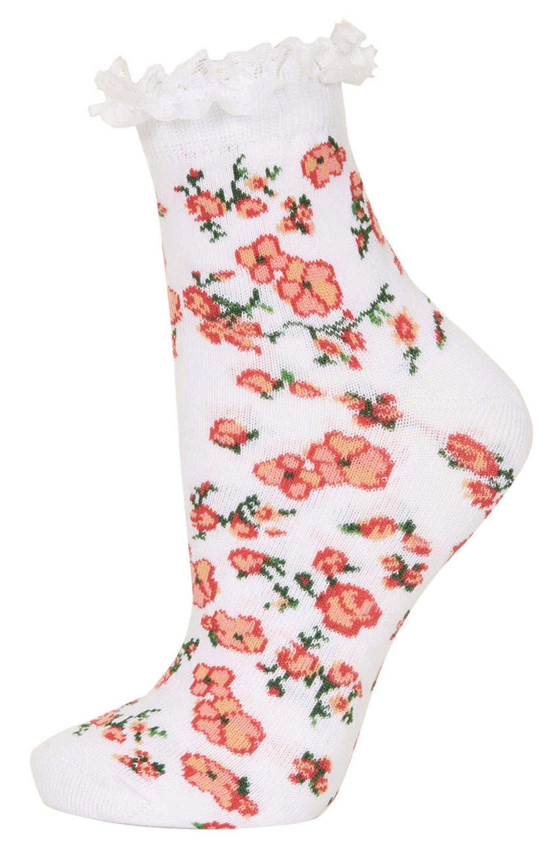 Lace Trim Floral Ankle Socks Nordstrom