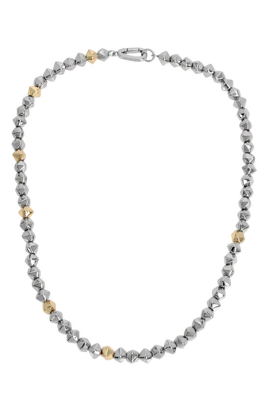 Shop Allsaints Geometric Beaded Necklace In Gold/ Rhodium