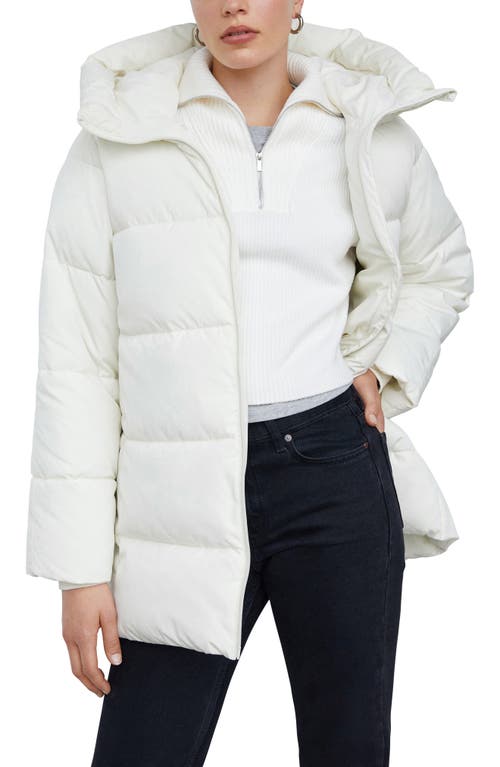 MANGO Hooded Water Repellent Puffer Coat in Off White at Nordstrom, Size X-Large