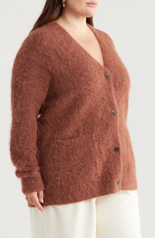 Shop Nordstrom Fuzzy Alpaca Blend Cardigan In Brown Brunette