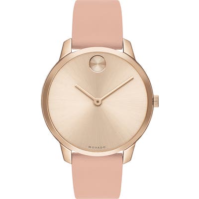 Movado Bold Leather Strap Watch, 35Mm