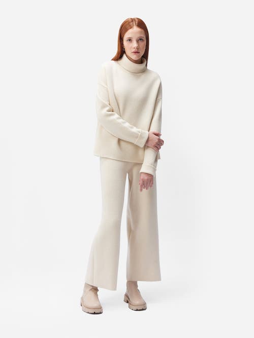 Gobi Mongolian Cashmere Organic Color Cashmere Wide-leg Pants In Off White