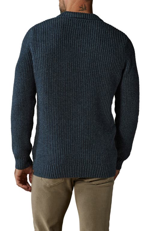 Shop The Normal Brand Ribbed Cotton Blend Polo Sweater In Steel Blue