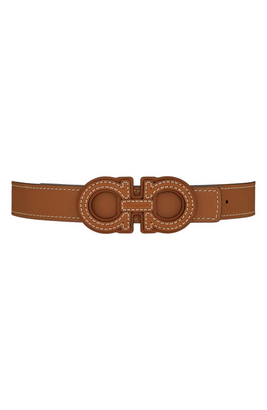 Salvatore Ferragamo Aura Double Gancio Leather Belt In Sella
