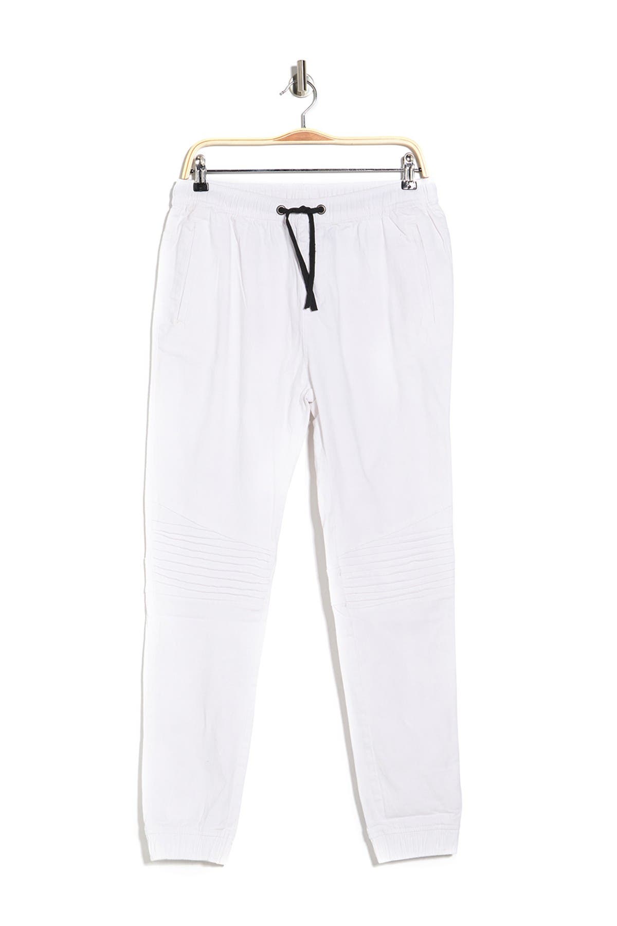 white moto joggers