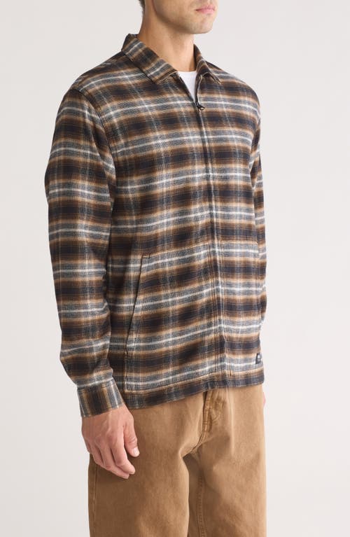 Shop Vans Montwood Plaid Flannel Zip-up Shirt In Black/sepia