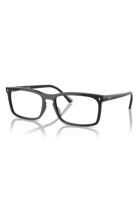 Ray Ban 59mm Rectangular Optical Glasses In Black Green