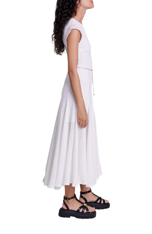 Shop Maje Crochet-knit Maxi Dress In White