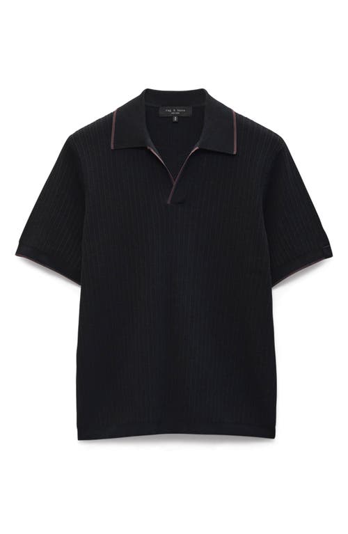 Shop Rag & Bone Johnny Collar Rib Polo In Black