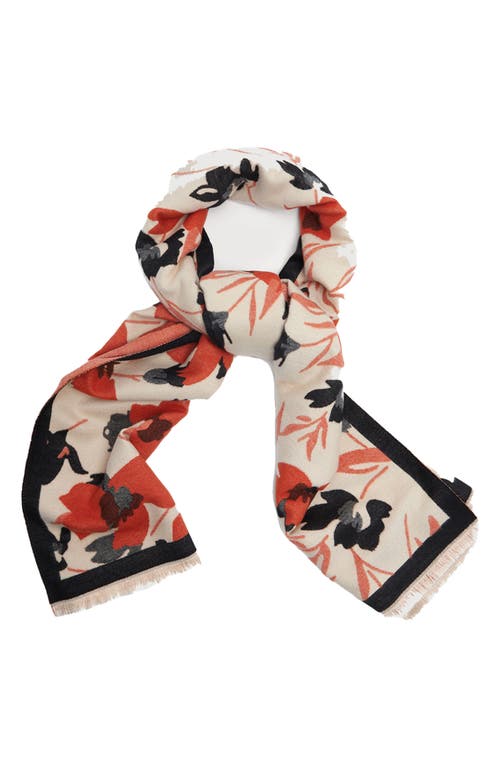 Saachi Floral Reversible Scarf In Orange