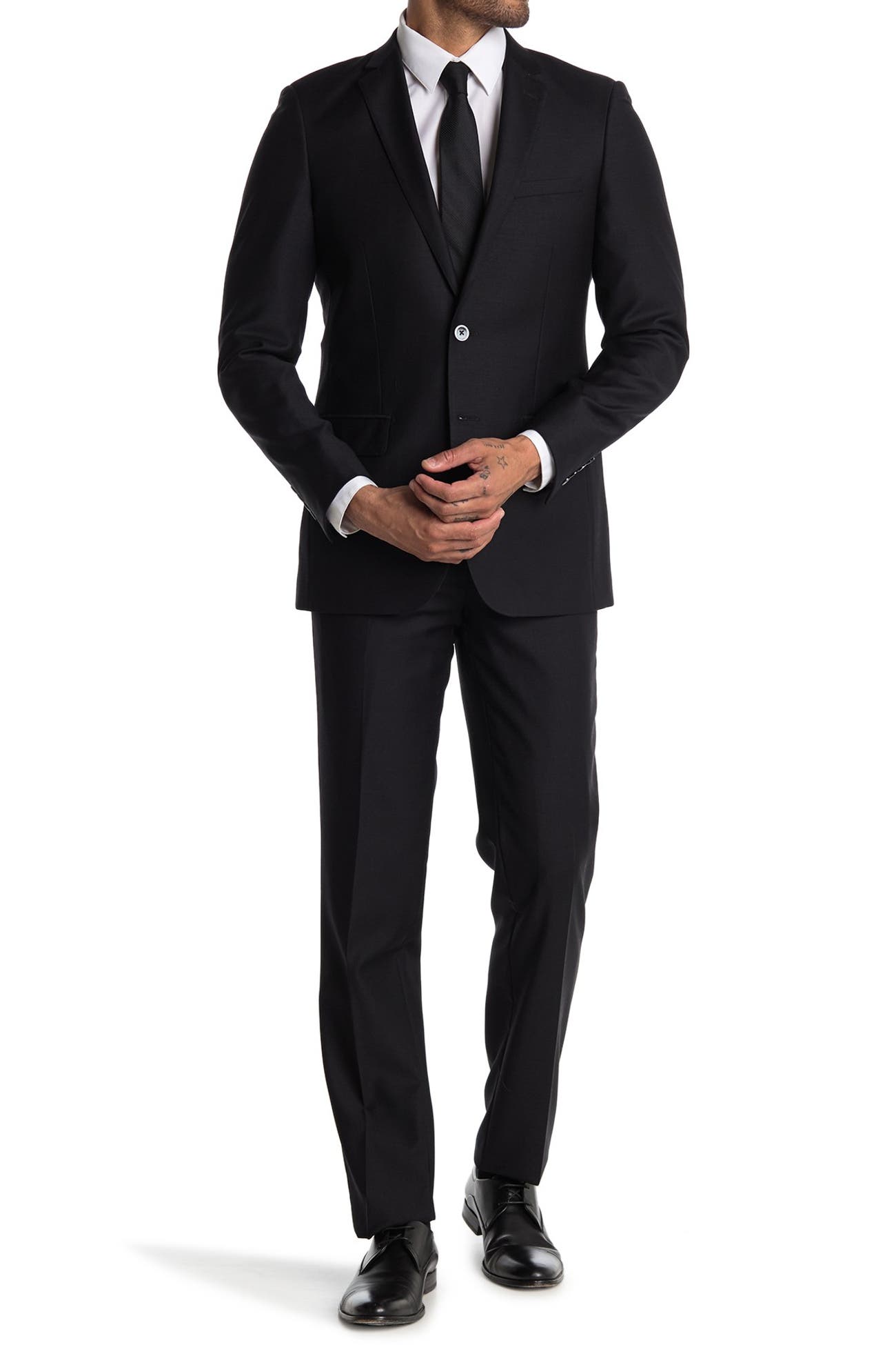 Zanetti | Solid Black Slim Fit Notch Lapel Two-Button Suit | Nordstrom Rack