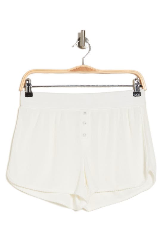 Pj Salvage Pull-on Button Peach Rib Knit Shorts In Ivory
