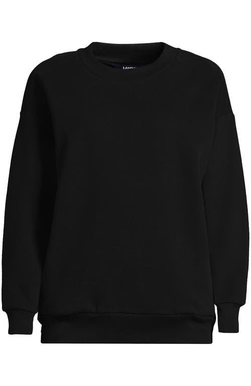 Shop Lands' End Serious Sweats Relaxed Long Sleeve Crew Neck Sweatshirt In Black