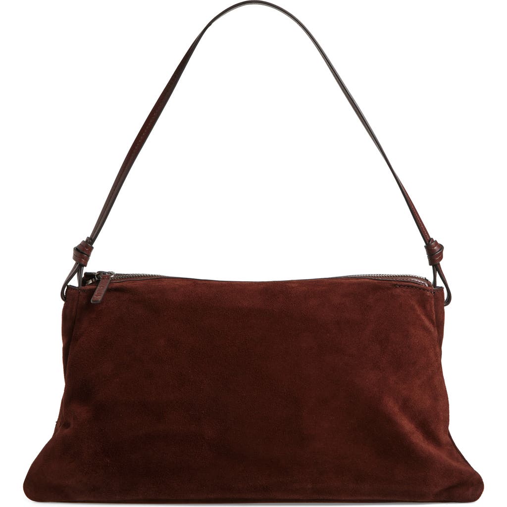 Staud Wally Suede Shoulder Bag In Mahogany