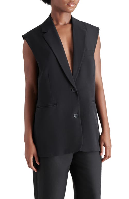 Shop Steve Madden Ashton Padded Shoulder Longline Vest In Black