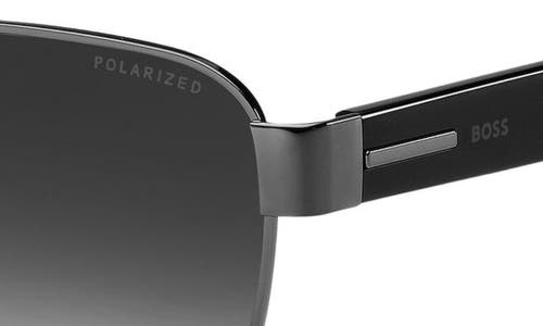 Hugo Boss 60mm Polarized Rectangular Sunglasses In Black/dark Ruthenium