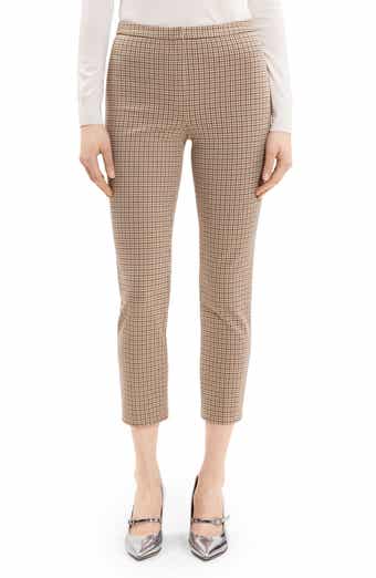 Theory Grey Slim Cropped High Rise Pull-On Pant in Wool Flannel
