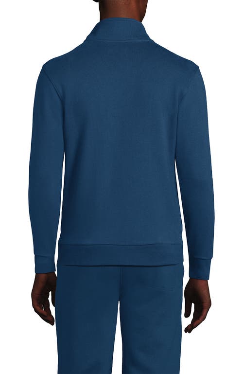 Shop Lands' End Long Sleeve Serious Sweats Half Zip Mock Sweatshirt In Evening Blue