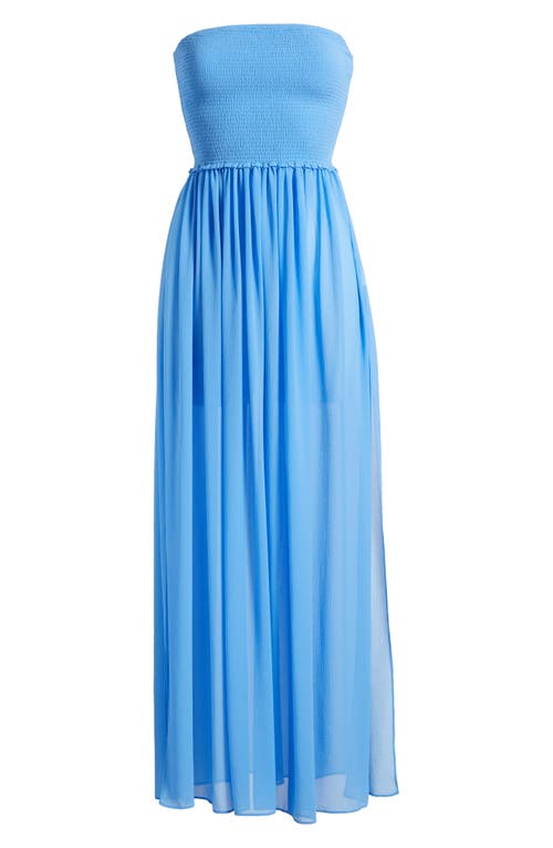 Ramy Brook Calista Strapless Georgette Cover-up Dress In Serene Blue