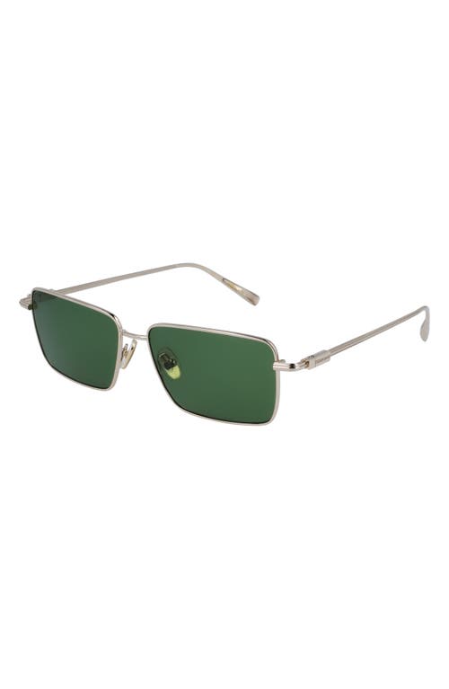 Shop Ferragamo Gancini Evolution 57mm Rectangular Sunglasses In Light Gold/green