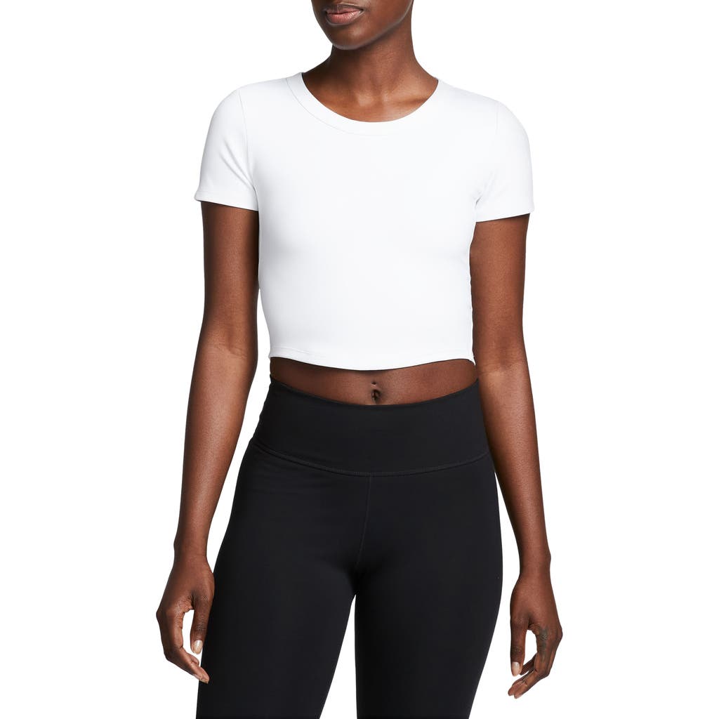 Nike Phoenix Fleece Short Sleeve Crop Sweatshirt In White