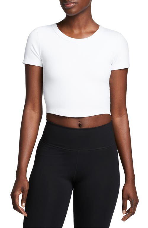 Nike Phoenix Fleece Short Sleeve Crop Sweatshirt In White/black