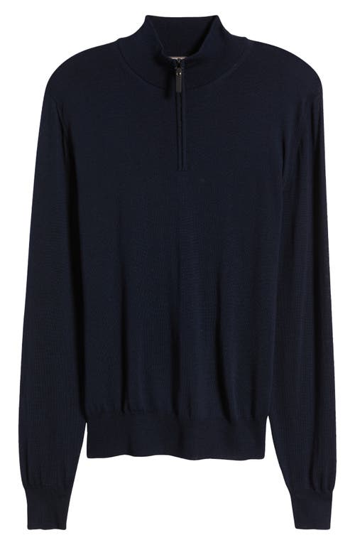 Shop Canali Quarter Zip Wool Sweater In Navy