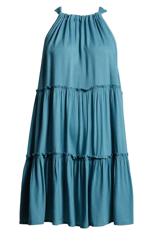 Elan Ruched Tiered Cover-up Swing Dress In Teal