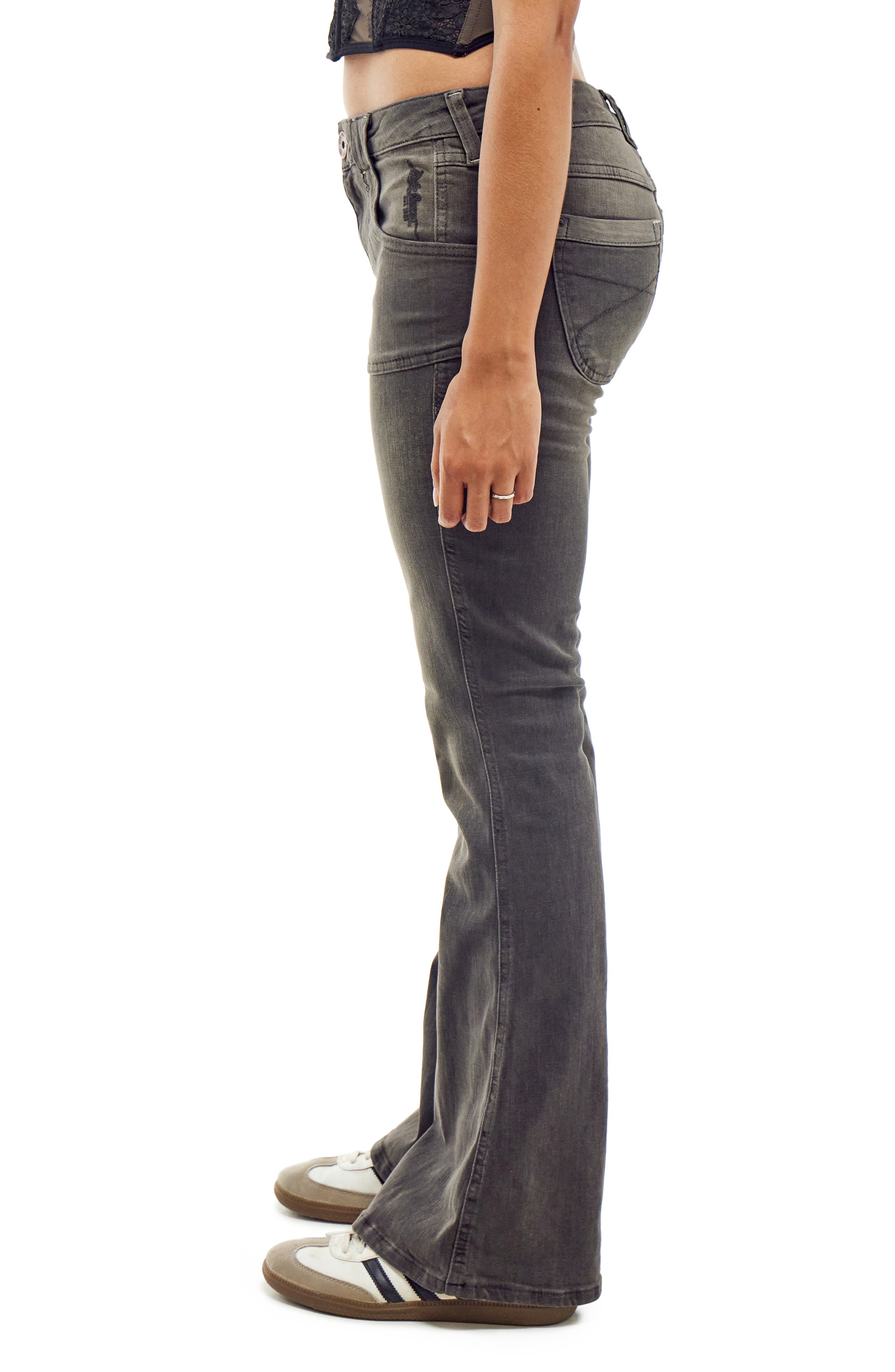 BDG Urban Outfitters Tiana Low Rise Flare Jeans in Black Smart