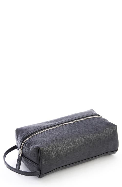 Compact Leather Toiletry Bag in Black