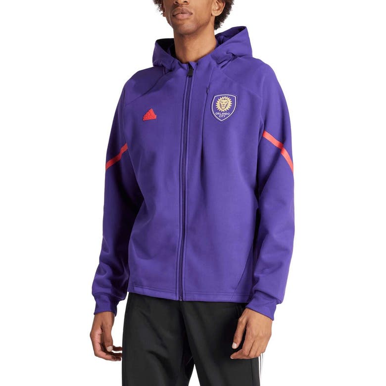 Shop Adidas Originals Adidas Purple Orlando City Sc 2024 Anthem Travel Raglan Sleeve Full-zip Jacket
