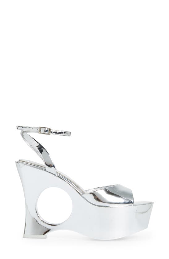 Shop Jeffrey Campbell Dream On Platform Wedge Sandal In Silver Patent