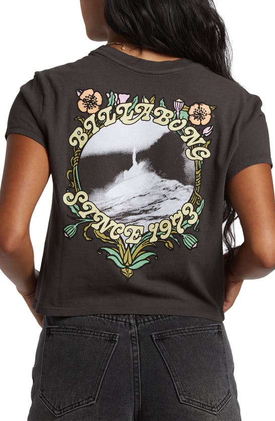 Shop Billabong Season Of The Sun Cotton Graphic Crop T-shirt In Off Black