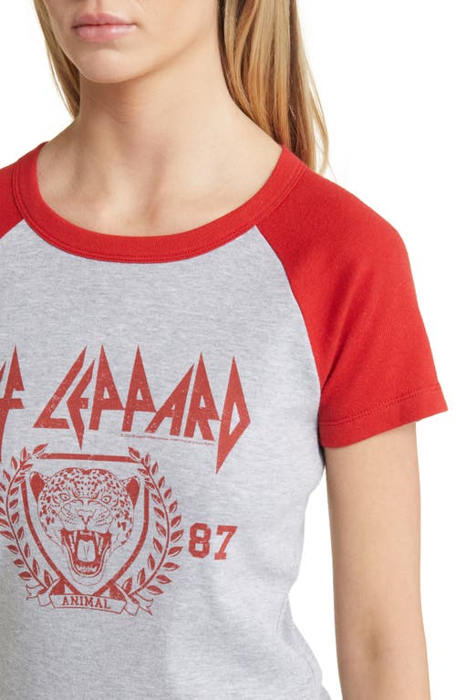 Shop Vinyl Icons Def Leppard Colorblock Cotton Graphic T-shirt In Red/grey