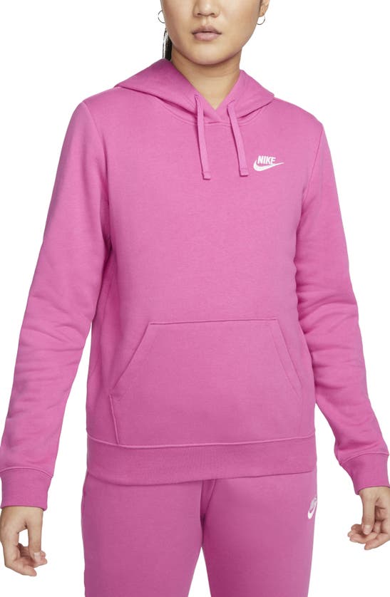 Nike Sportswear Club Fleece Hoodie In Active Fuchsia/ White