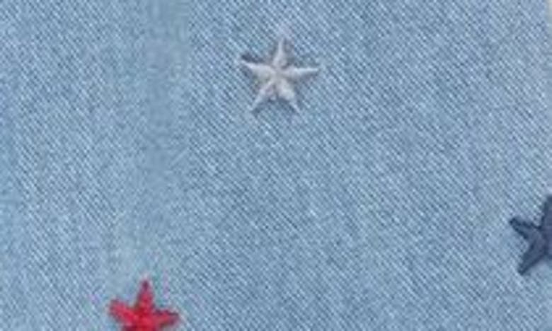 Shop Vigoss Star Embroidered Denim Trucker Jacket In Medium Wash