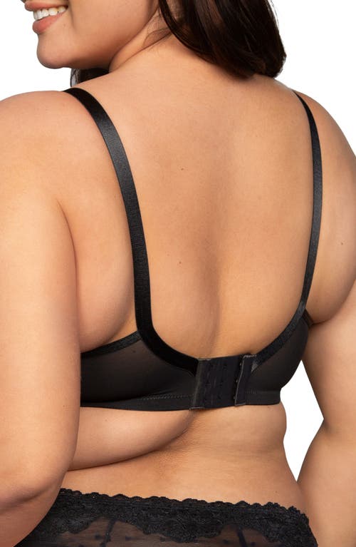 Shop Curvy Couture Sheer Whisper Full Coverage Unlined Underwire Bra In Onyx