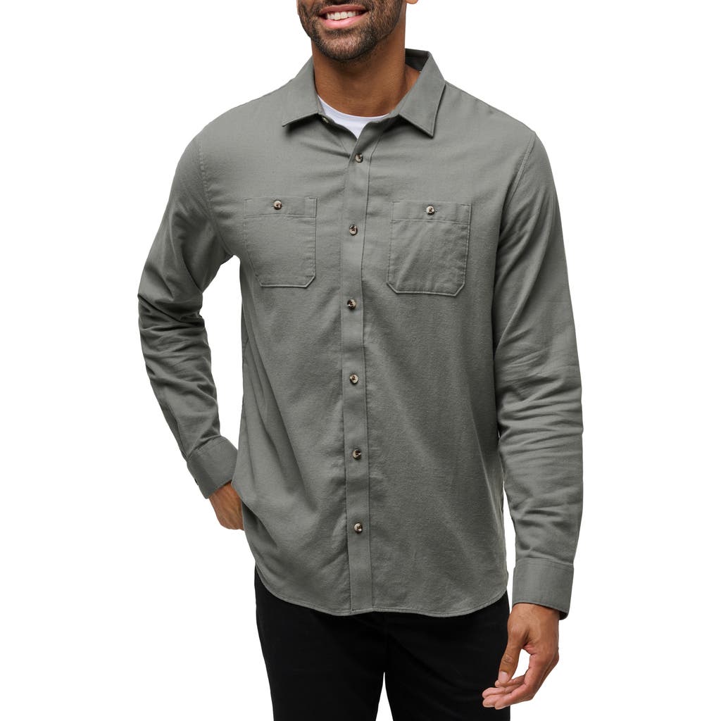 TravisMathew Cloud Flannel Button-Up Shirt in Dark Olive