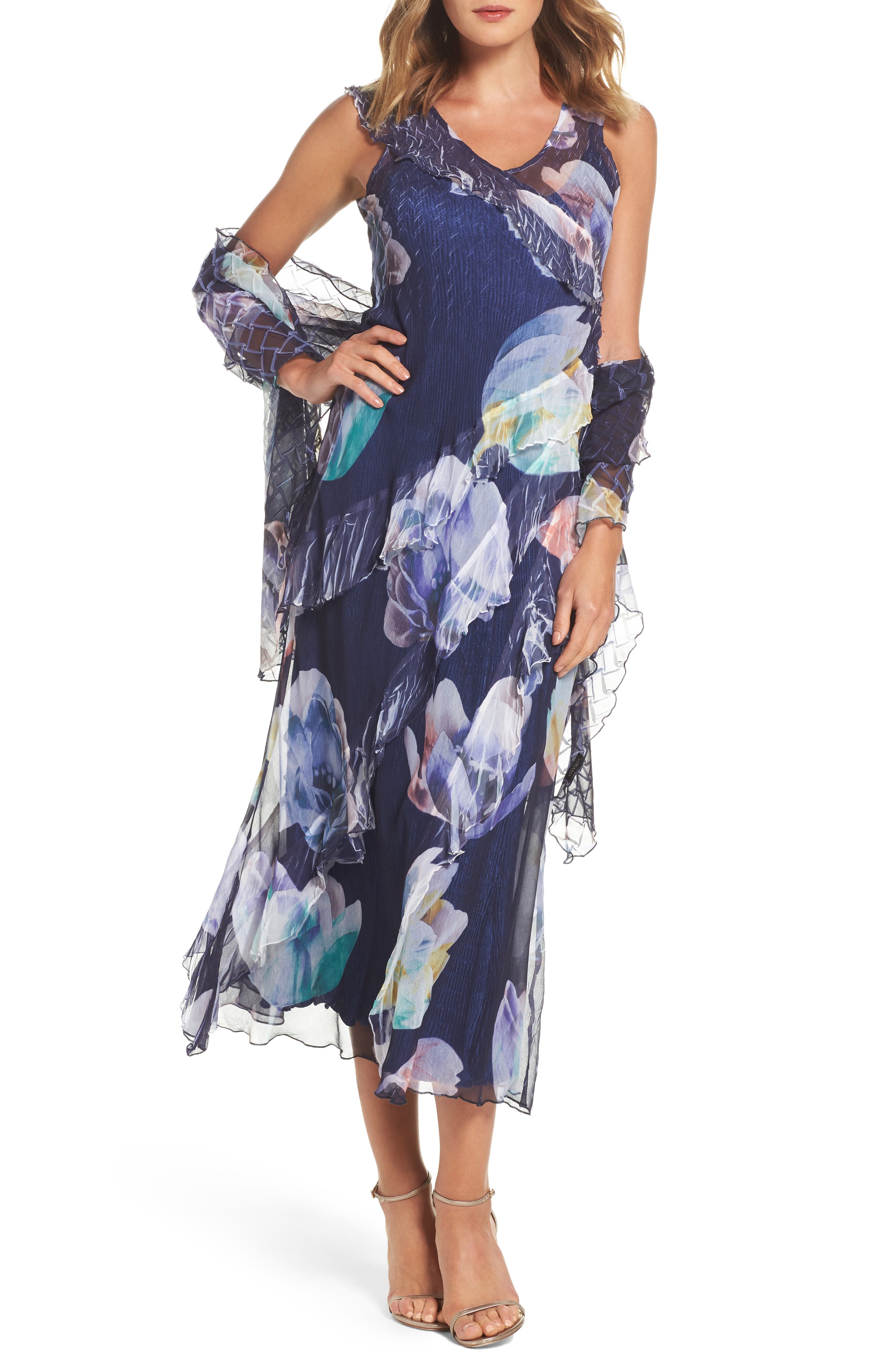 Komarov Ruffle Maxi Dress with Wrap | Nordstrom
