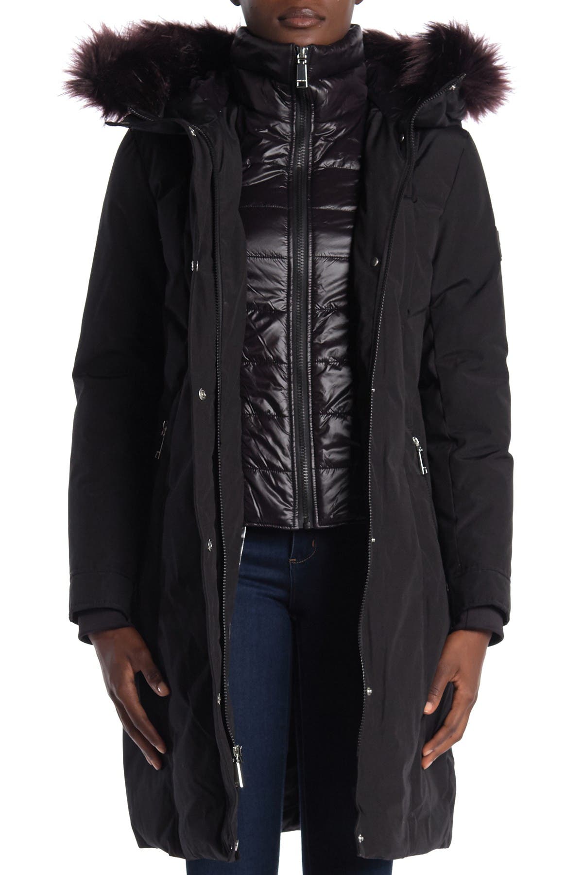 Nine West | Removable Faux Fur Trimmed Hooded Parka | Nordstrom Rack