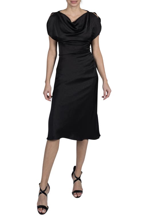 Julia Jordan Cowl Neck Satin Dress Black at Nordstrom,