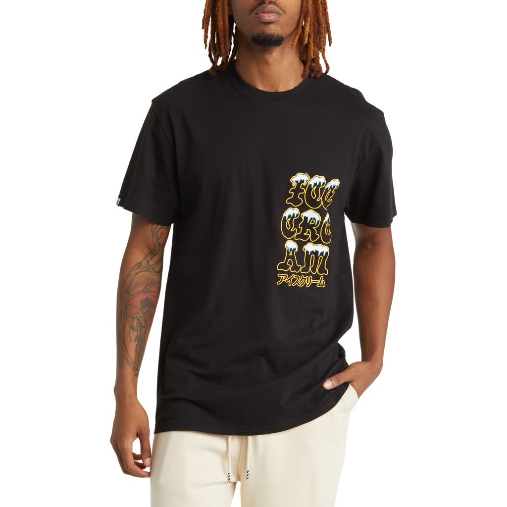 Icecream Oversize Puffy Logo Cotton T-shirt In Black