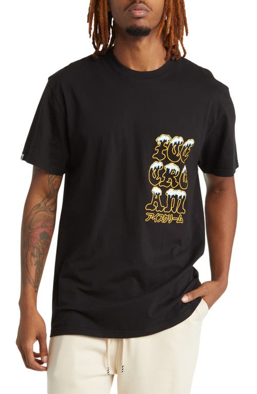 ICECREAM Oversize Puffy Logo Cotton T-Shirt Black at Nordstrom,